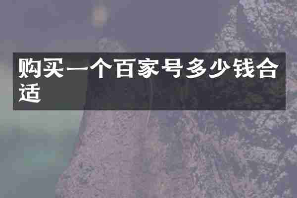 购买一个百家号多少钱合适