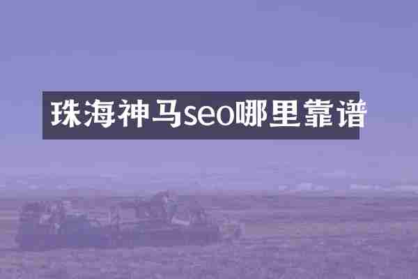 珠海神马seo哪里靠谱