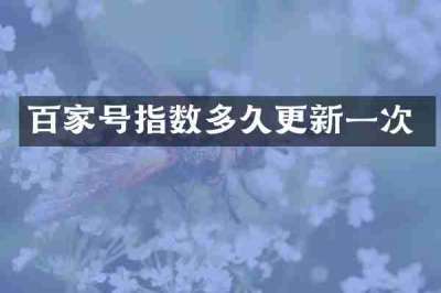 百家号指数多久更新一次