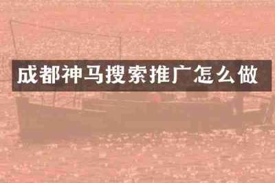 成都神马搜索推广怎么做