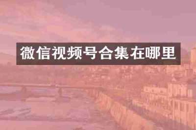 微信视频号合集在哪里