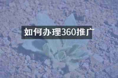 如何办理360推广