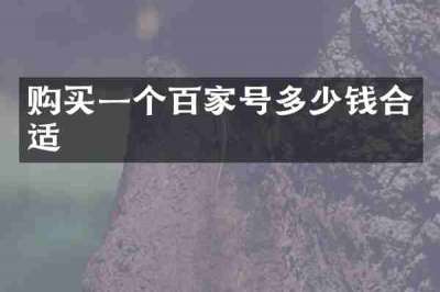 购买一个百家号多少钱合适