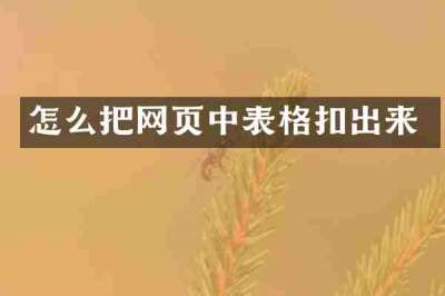 怎么把网页中表格扣出来