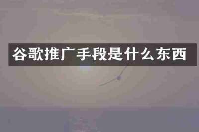 谷歌推广手段是什么东西