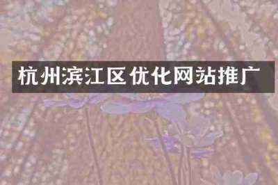 杭州滨江区优化网站推广