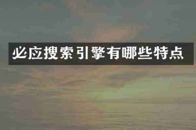 必应搜索引擎有哪些特点