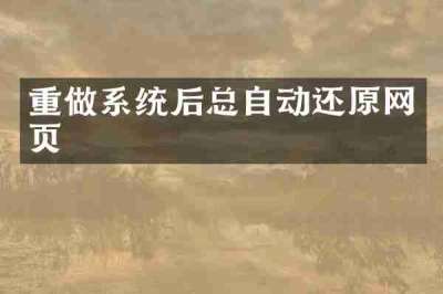 重做系统后总自动还原网页