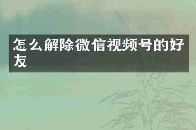 怎么解除微信视频号的好友