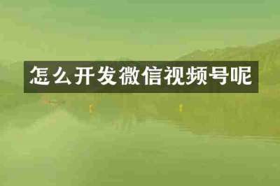 怎么开发微信视频号呢