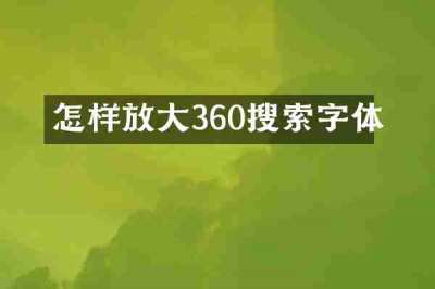 怎样放大360搜索字体