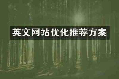 英文网站优化推荐方案