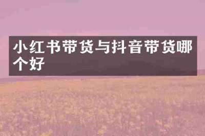 小红书带货与抖音带货哪个好