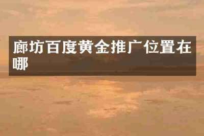 廊坊百度黄金推广位置在哪