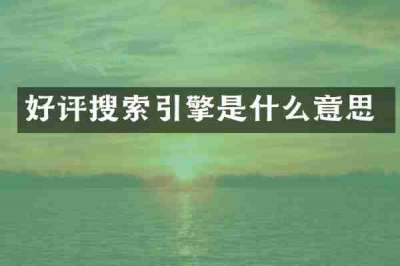 好评搜索引擎是什么意思