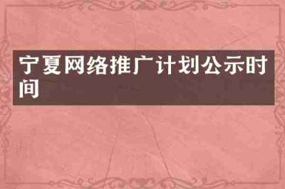宁夏网络推广计划公示时间