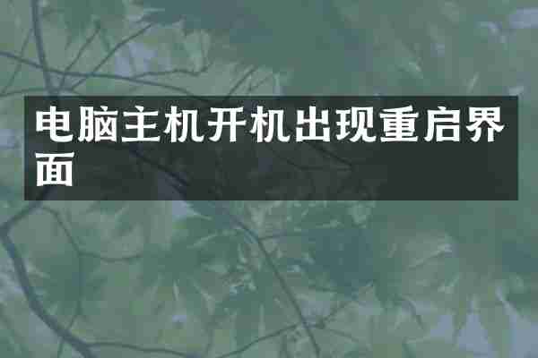 电脑主机开机出现重启界面
