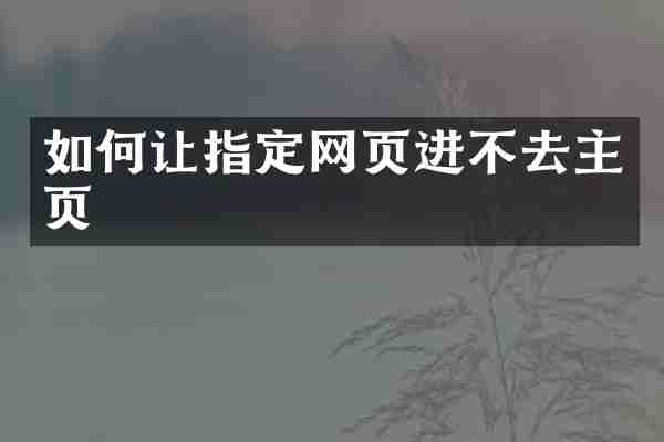 如何让指定网页进不去主页