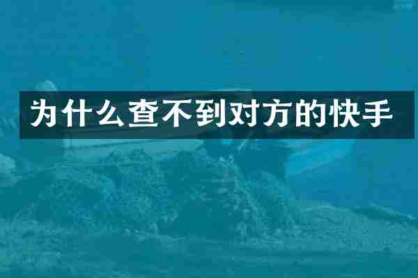 为什么查不到对方的快手