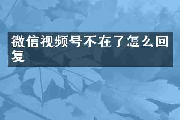 微信视频号不在了怎么回复