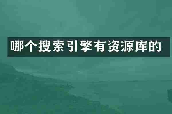 哪个搜索引擎有资源库的