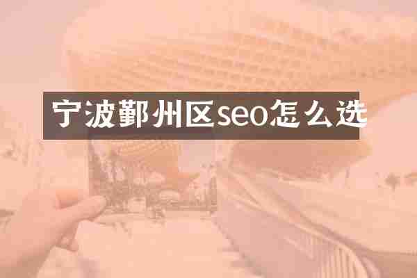 宁波鄞州区seo怎么选