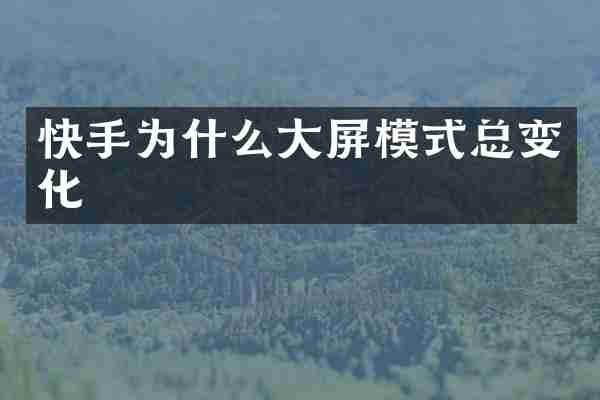 快手为什么大屏模式总变化