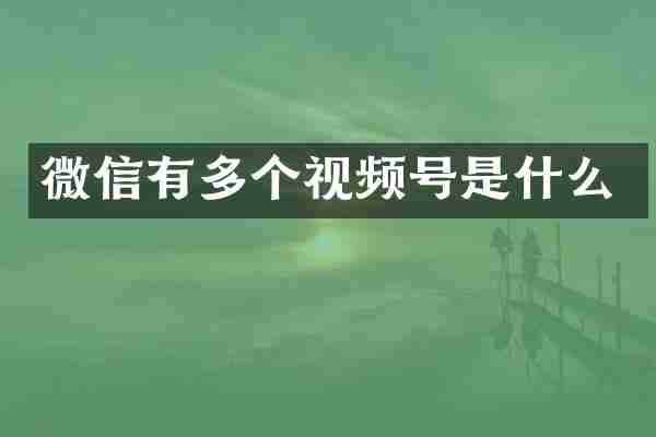 微信有多个视频号是什么