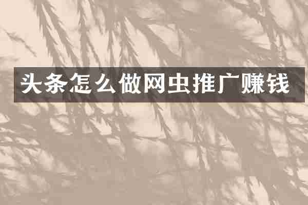 头条怎么做网虫推广赚钱