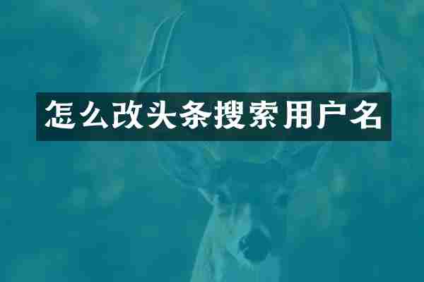 怎么改头条搜索用户名