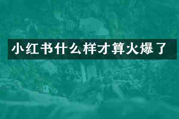 小红书什么样才算火爆了