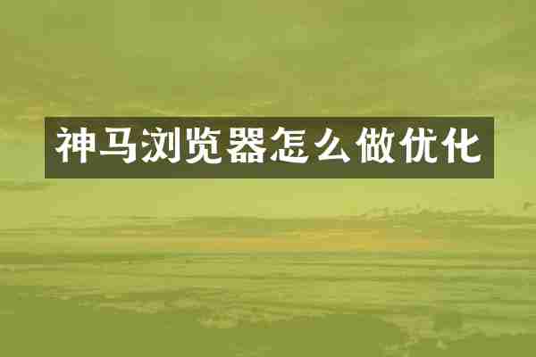 神马浏览器怎么做优化