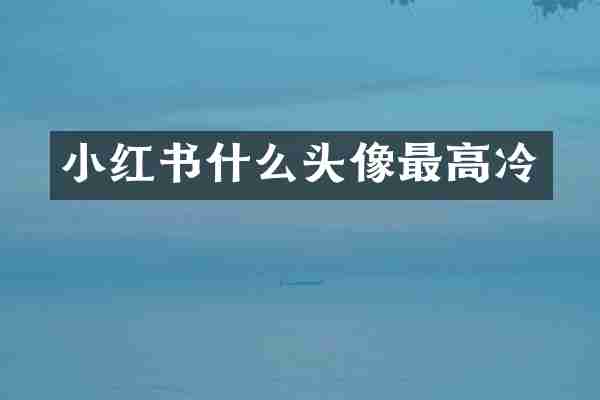 小红书什么头像最高冷