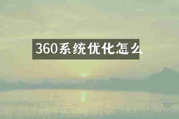360系统优化怎么