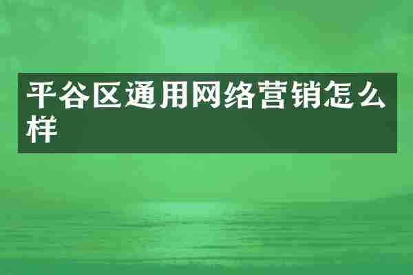 平谷区通用网络营销怎么样