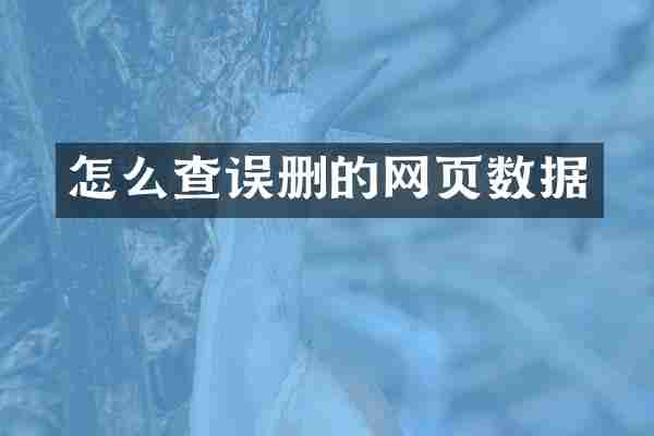 怎么查误删的网页数据