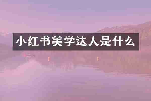 小红书美学达人是什么