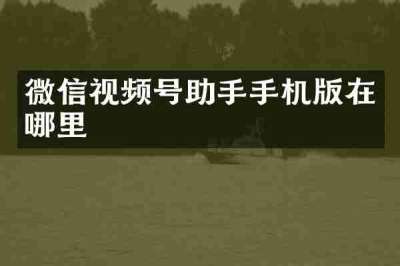 微信视频号助手手机版在哪里
