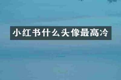 小红书什么头像最高冷