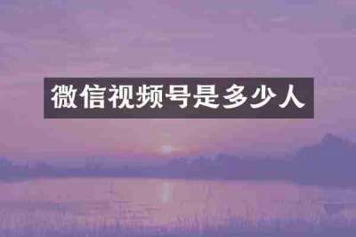 微信视频号是多少人