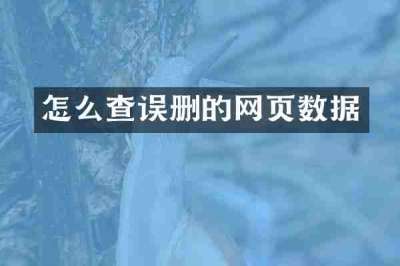 怎么查误删的网页数据