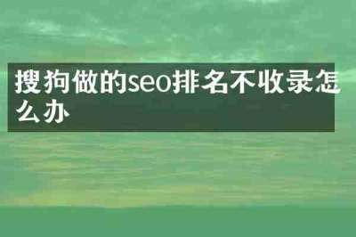 搜狗做的seo排名不收录怎么办