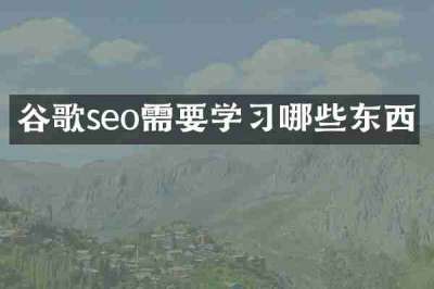 谷歌seo需要学习哪些东西