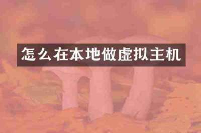怎么在本地做虚拟主机