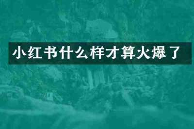 小红书什么样才算火爆了