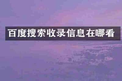 百度搜索收录信息在哪看
