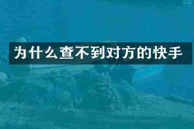 为什么查不到对方的快手
