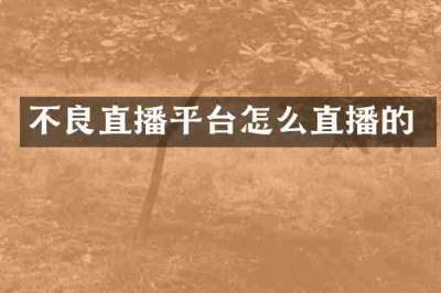 不良直播平台怎么直播的