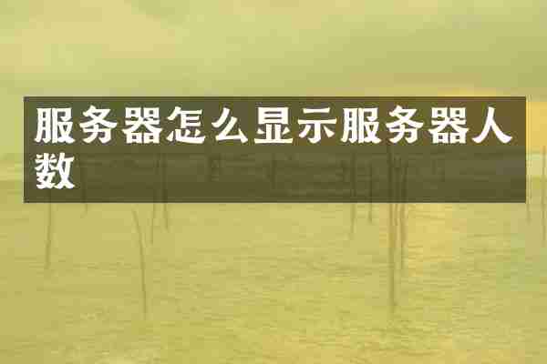 服务器怎么显示服务器人数