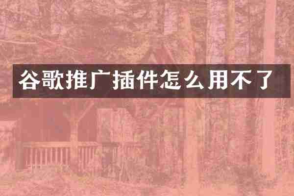 谷歌推广插件怎么用不了